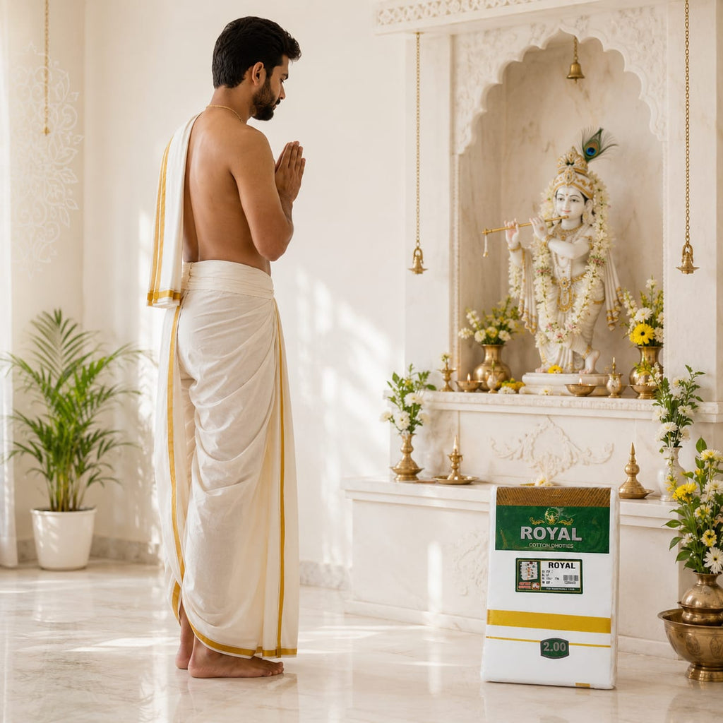 COTTON DHOTI- 4 yards image 2