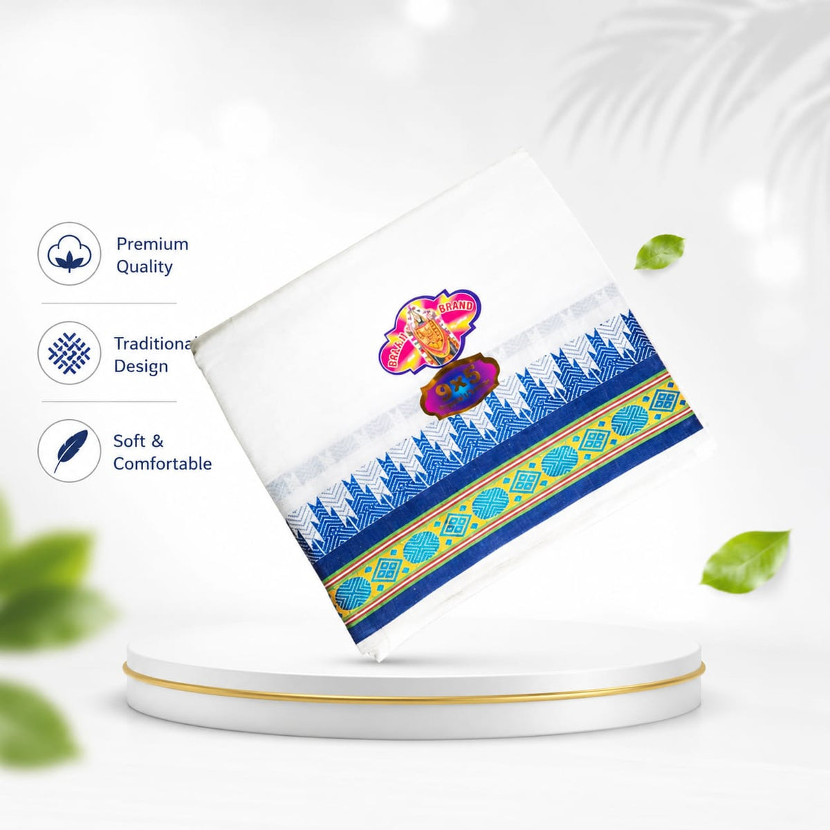 PATTAR PANCHE-white/blue border image 0